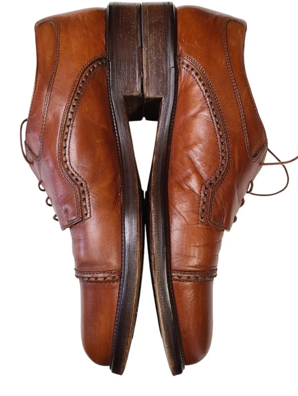 Cable & Co. Men's Leather Cap Toe Oxfords Brown Made in Italy 11.5 D